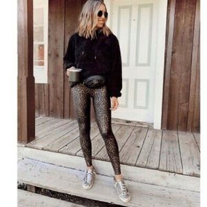 SPANX faux leather leopard print leggings - size large